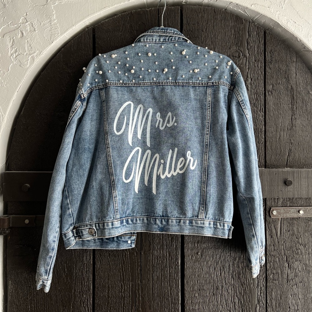Pearl denim custom jacket